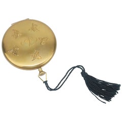 Vintage Zell "Pocket Watch" Style Mirror Powder Compact With Case, 1940s