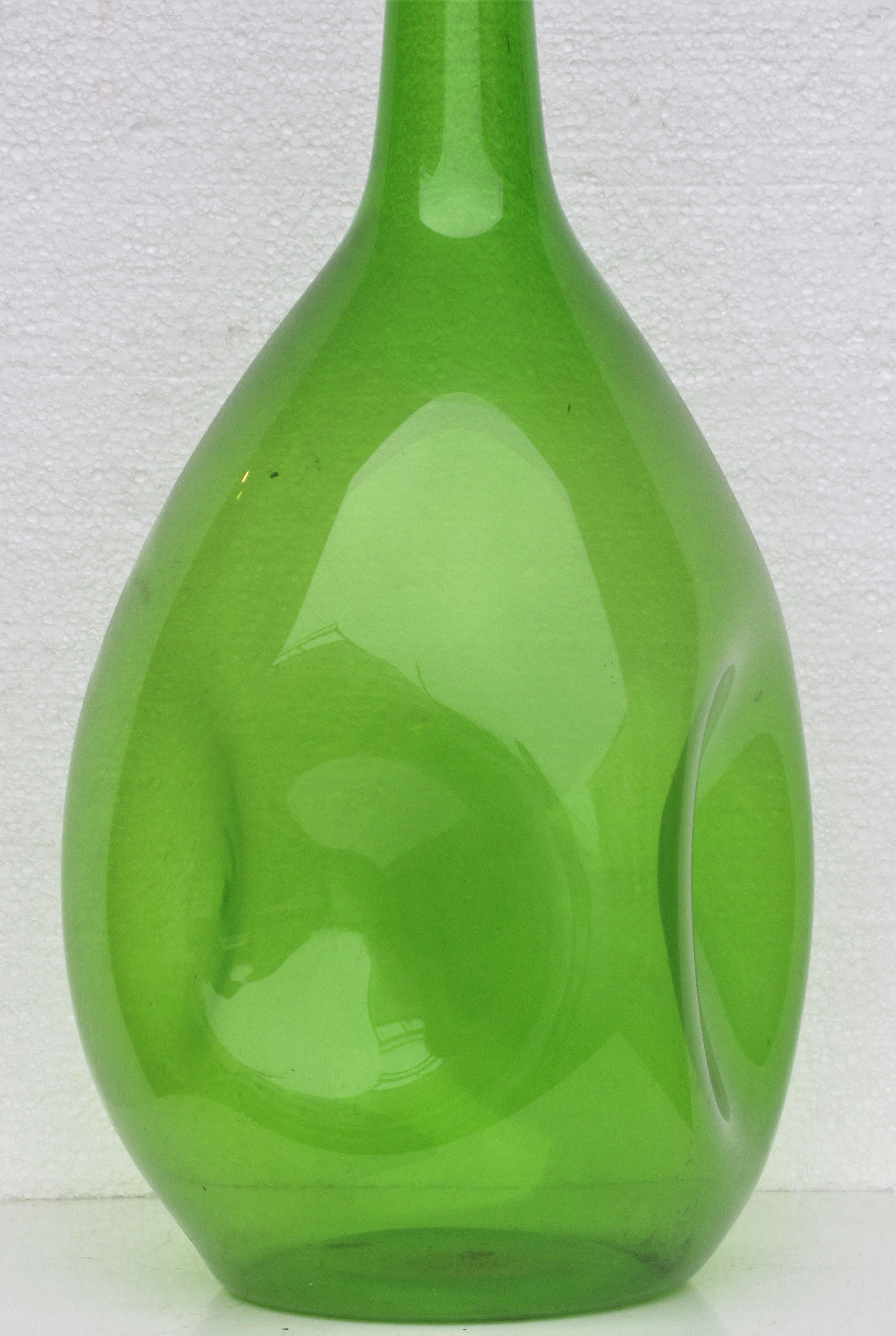 American Zeller Glass Company Luminous Green Blown Glass Vessel