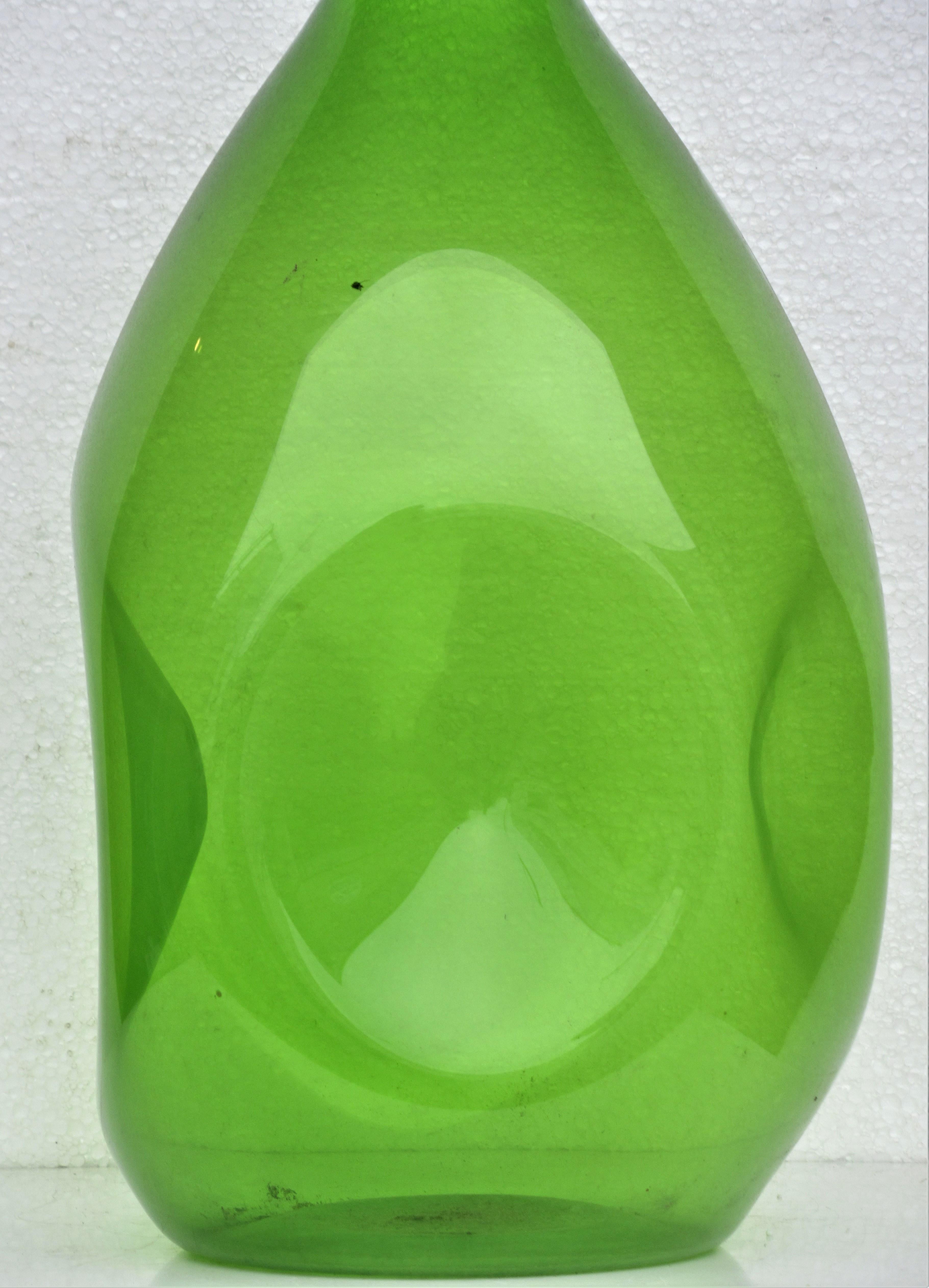 20th Century Zeller Glass Company Luminous Green Blown Glass Vessel