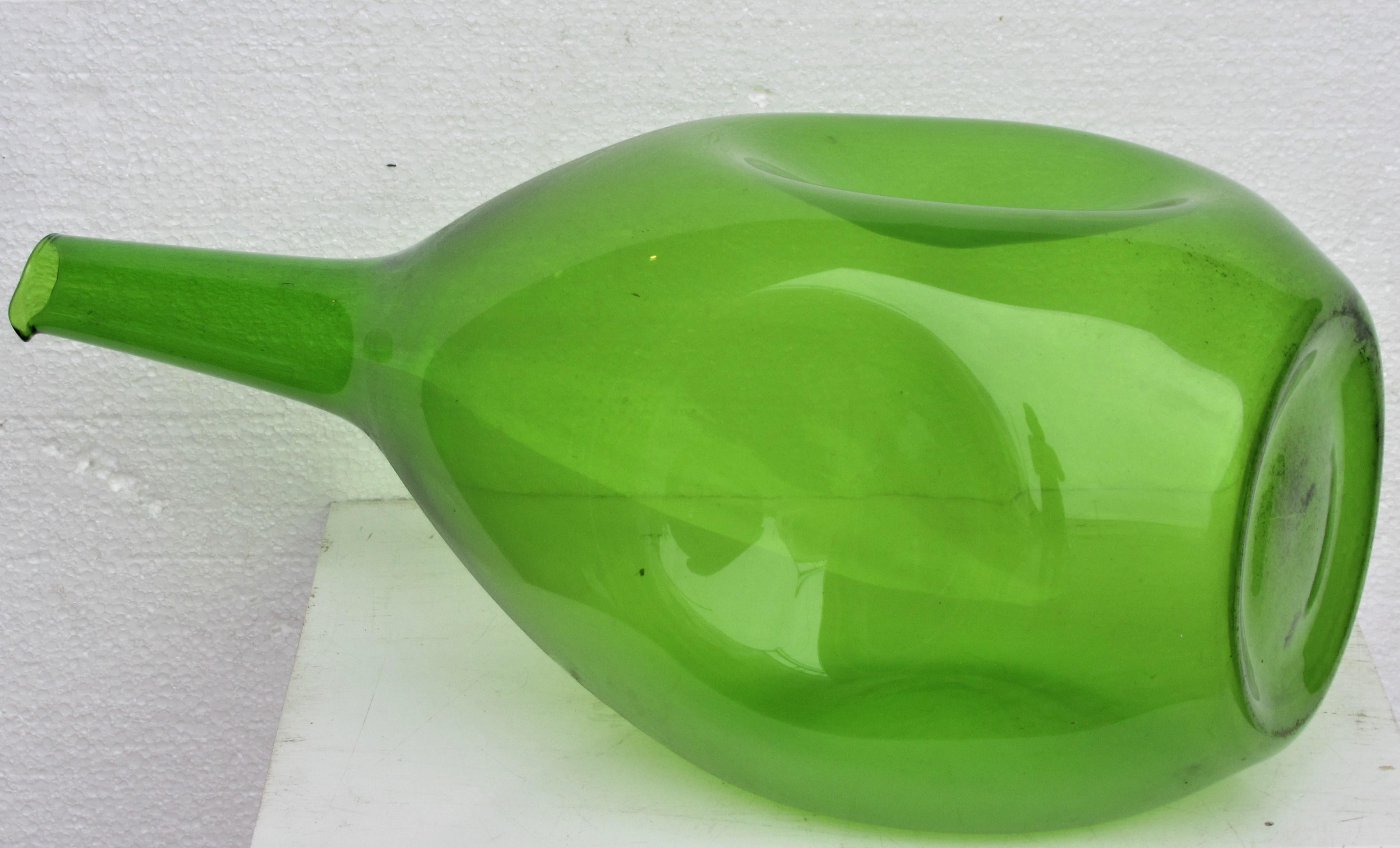 Zeller Glass Company Luminous Green Blown Glass Vessel 1