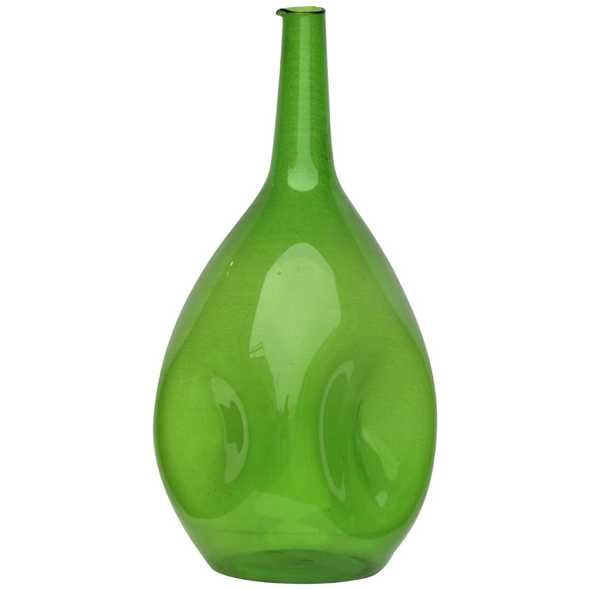 Zeller Glass Company Luminous Green Blown Glass Vessel