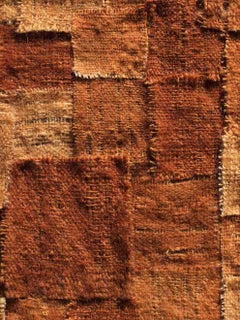 Contemporary Organic Modern Moroccan Handspun Wool Brown Orange Decorative Art