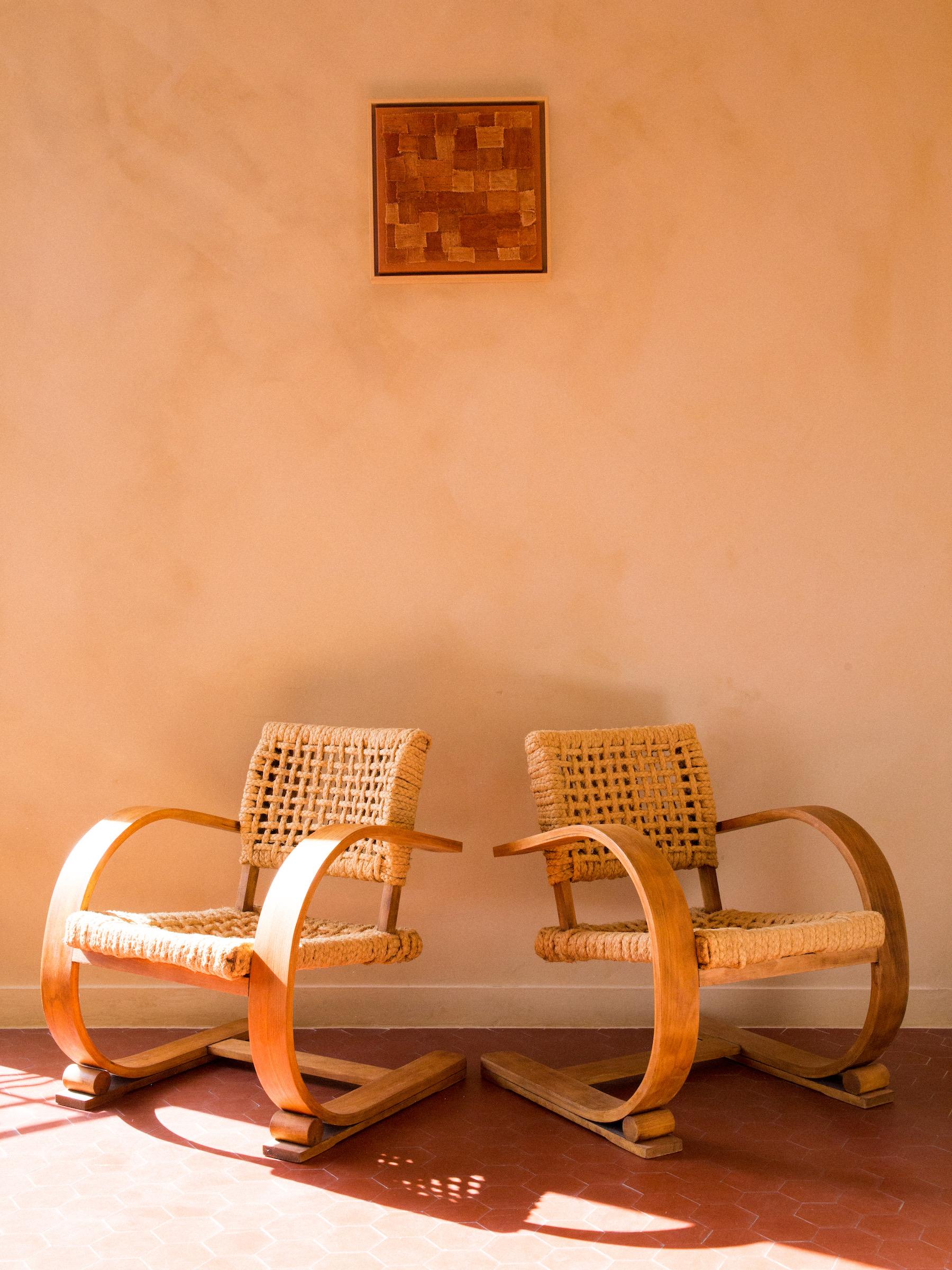 Patchwork Marrón y Naranja Obra de Arte Textil Pieza de Pared, Hecho de Lana tintes naturales Hecho a mano en venta