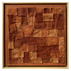 Patchwork Brown and Orange Textile artwork Wall Piece, Made of Wool natural dyes