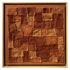 Zellige II, Patchwork Textile Brown and Orange Wall Piece, Unique Piece