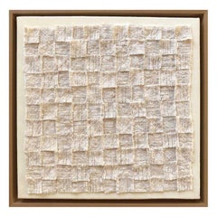 Zellige III:: pièce murale blanche en textile:: pièce unique:: en laine