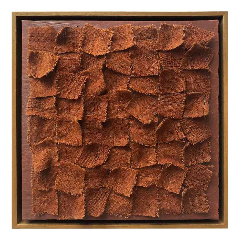 Zellige, Textile Brown Wall Piece, Unique Piece, Made of Wool and Natural Dyes