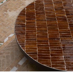 Zellige Tile Ochre Coffee Table with Metal Base