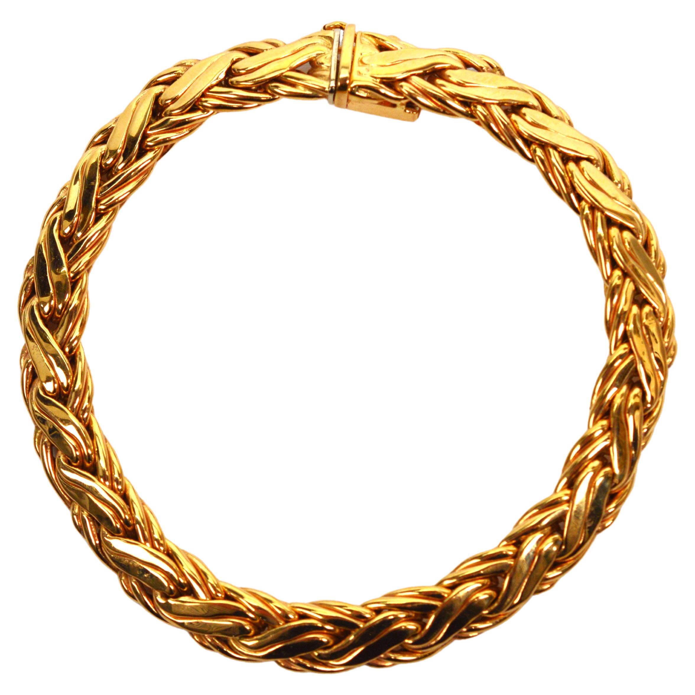 Zelman & Friedman 14 Karat Yellow Gold Wheat Chain Bracelet  For Sale