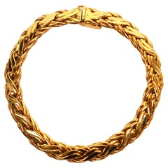Vintage Zelman & Friedman 14 Karat Yellow Gold Wheat Chain Bracelet 