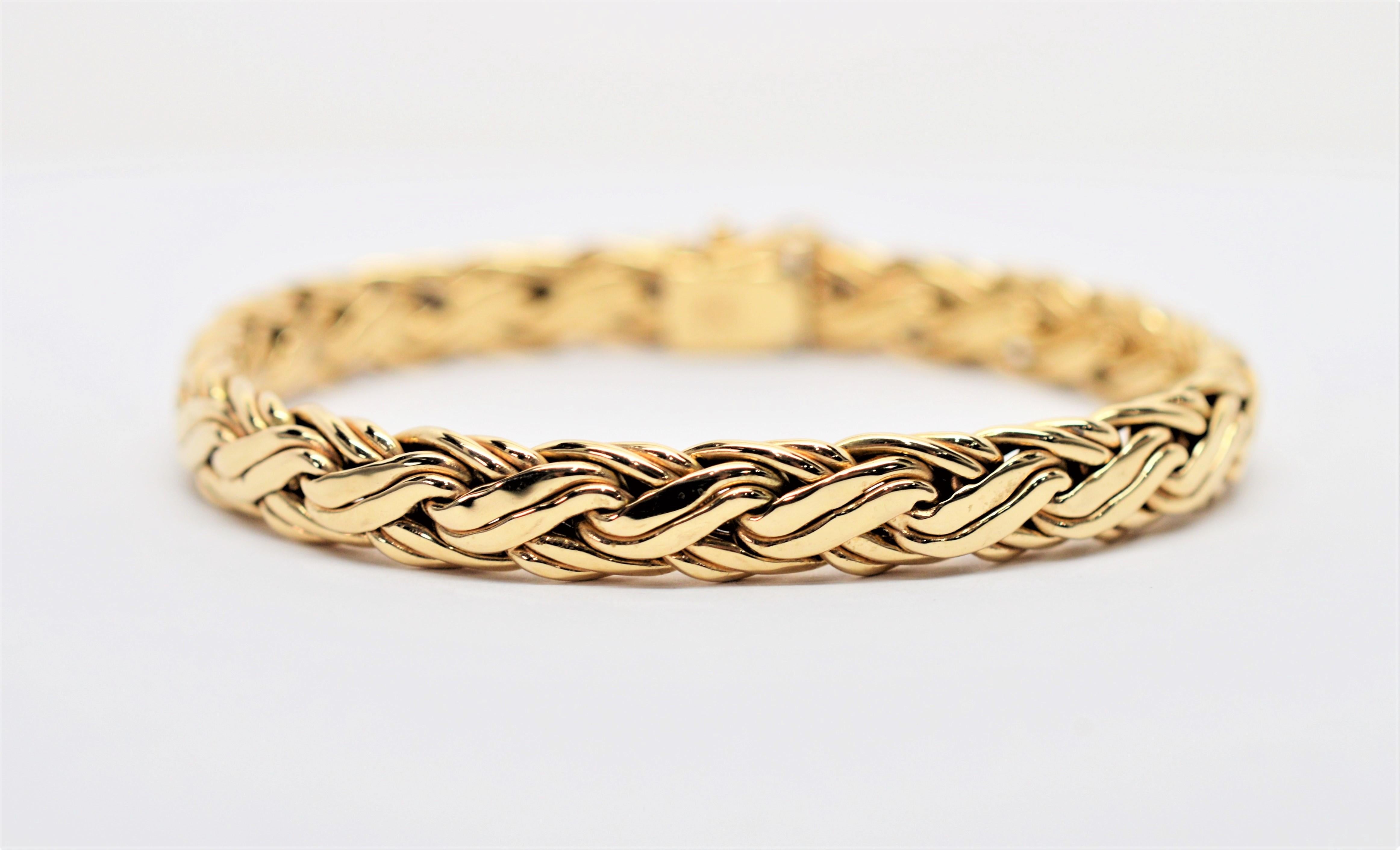 Zelman & Friedman Woven Wheat Braided 14 Karat Yellow Gold Necklace Bracelet Set 1