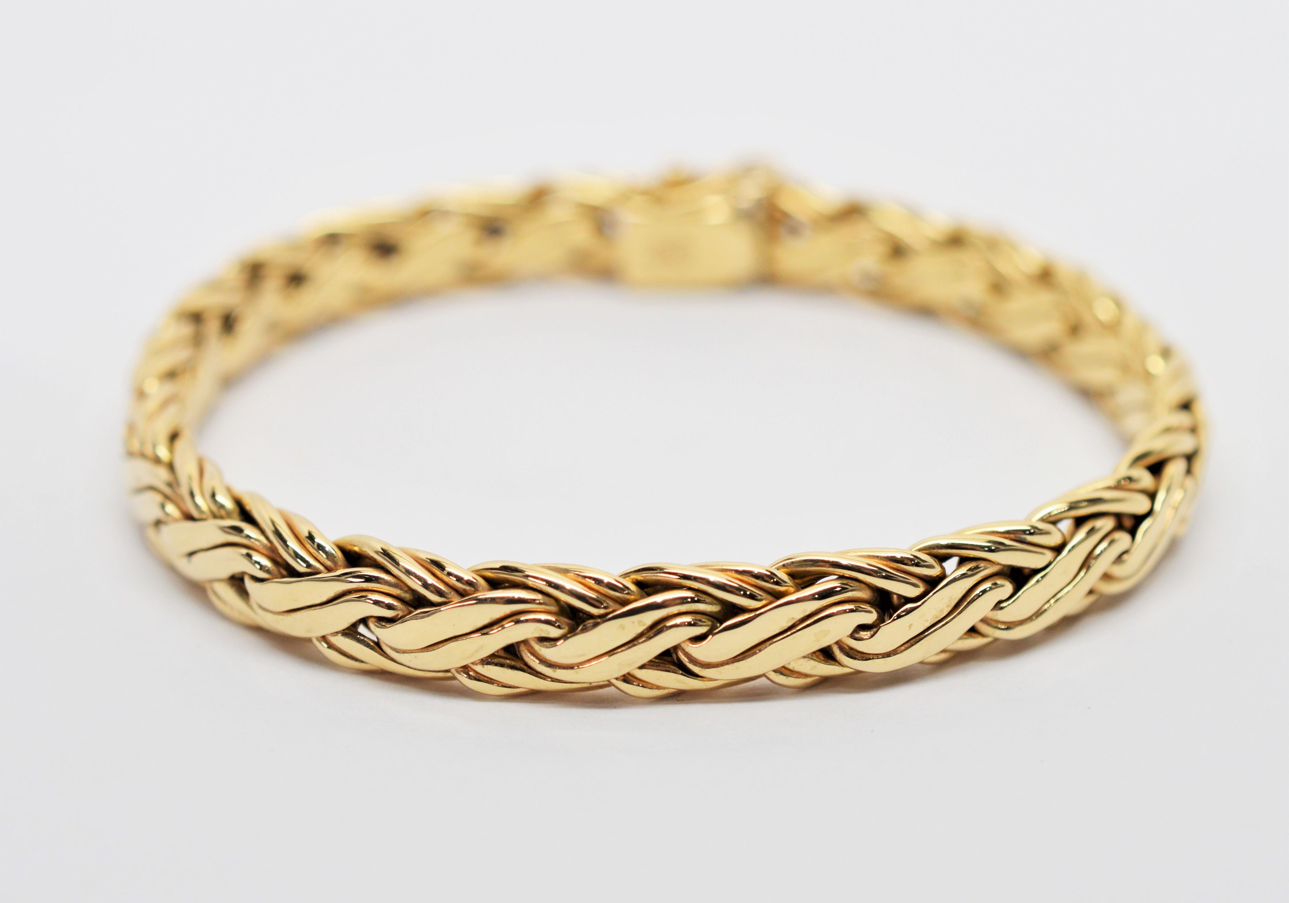 Women's Zelman & Friedman Woven Wheat Braided 14 Karat Yellow Gold Necklace Bracelet Set