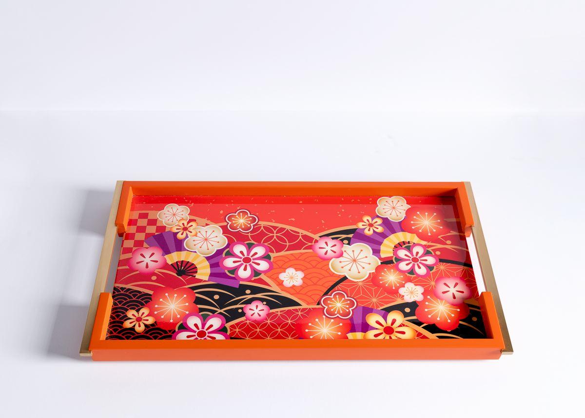 Irish Zelouf & Bell, Kiku, Lacquered Serving Tray, Ireland, 2020 For Sale