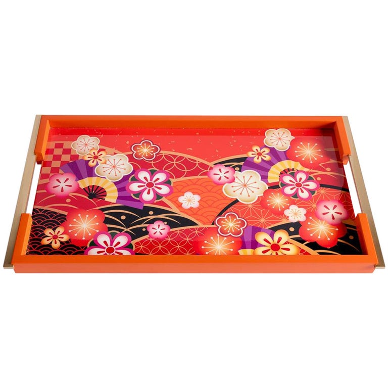 Zelouf and Bell, Kiku, Lacquered Serving Tray, Ireland, 2020 For Sale at 1stDibs