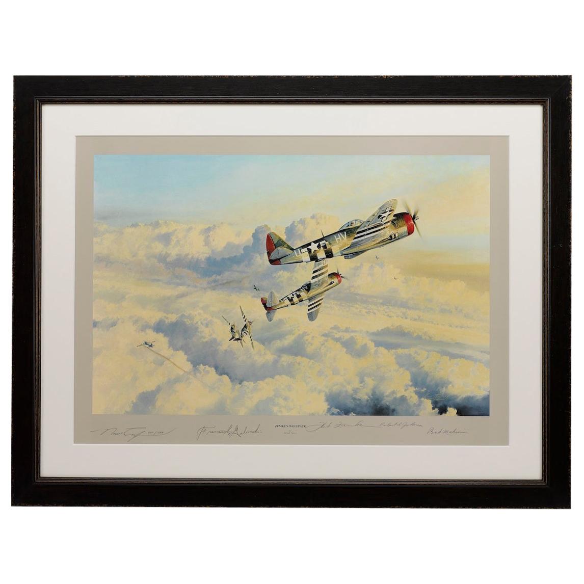 "Zemke's Wolfpack" by Robert Taylor Vintage Print, Autographed by the Pilots