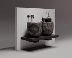 Lavabo da bagno in ceramica da appoggio Zemlia Pisok Double Short di Makhno
