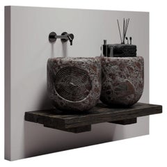 Lavabo da bagno in ceramica da appoggio Zemlia Pisok Double Short di Makhno