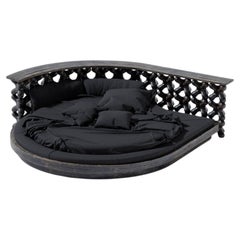 Zemlia Spokiy Wooden Bed Base with Ceramic Headboard by Makhno