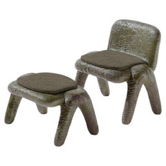 Chaise en céramique « Zemlia Vyshnia » avec repose-pieds, par Makhno
