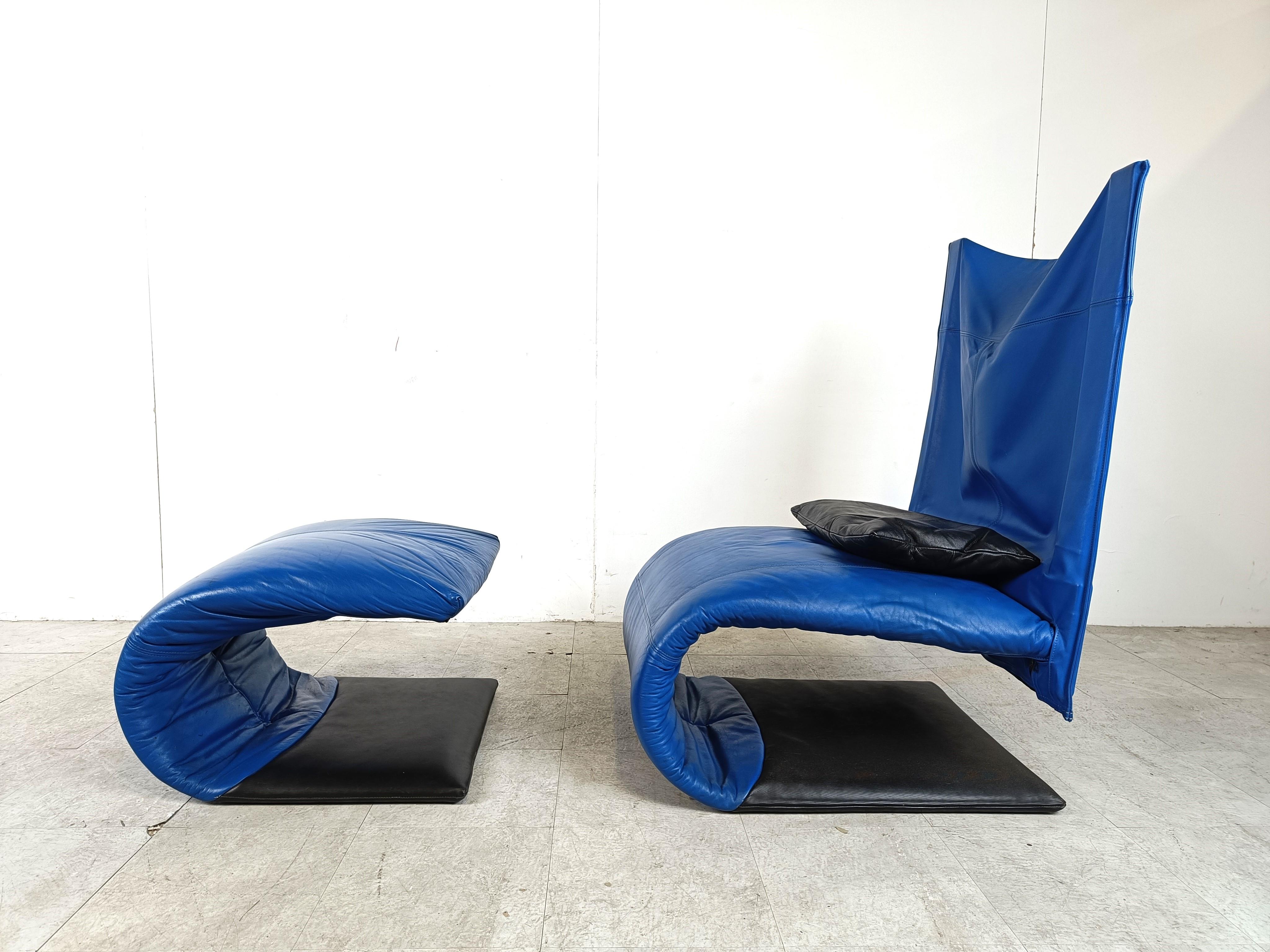 Zen-Sessel mit Fußhocker von Claude Brisson für Ligne Roset, Frankreich, 1980er Jahre (Französisch) im Angebot