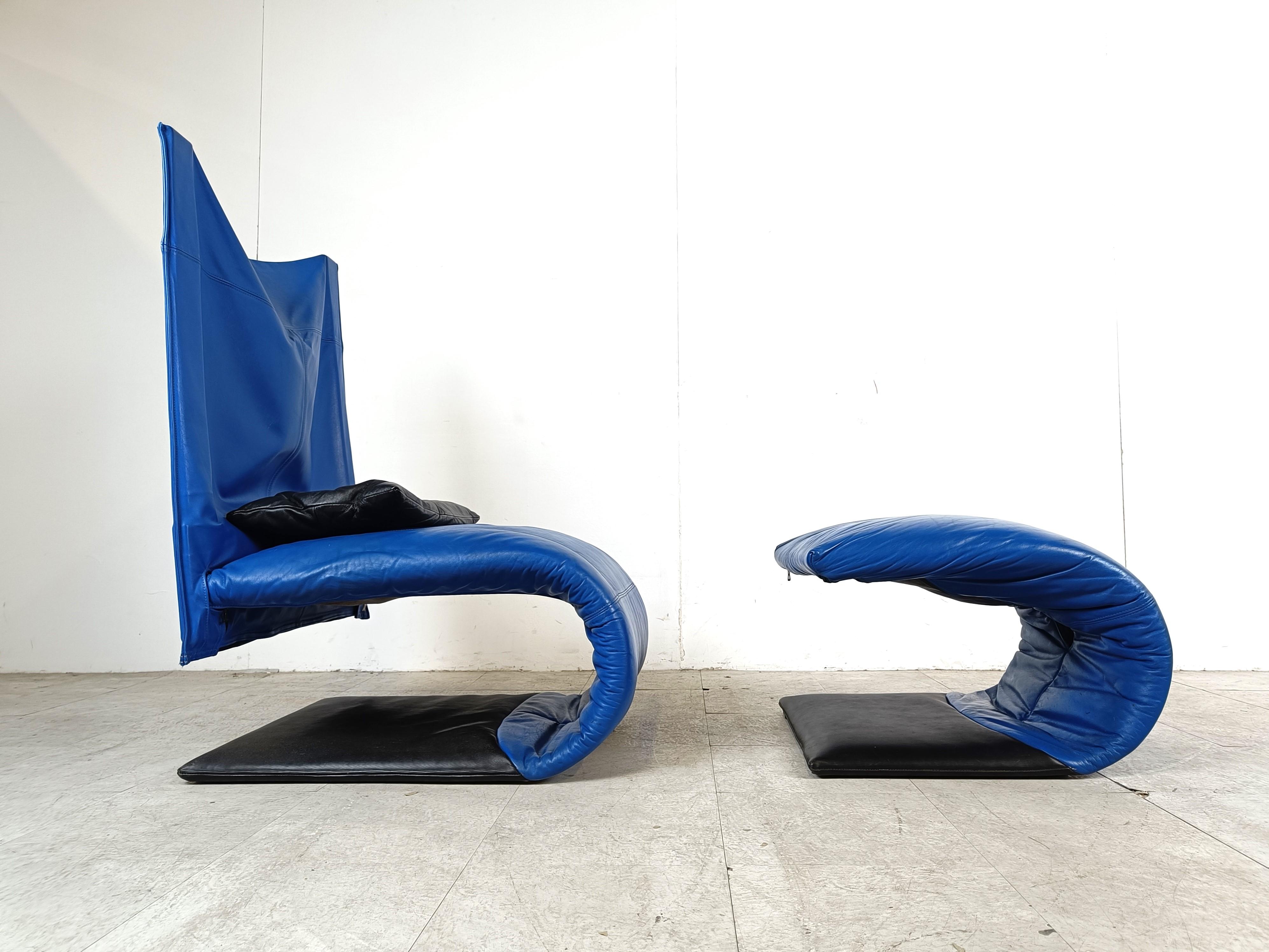 Zen Armchair with Footstool by Claude Brisson for Ligne Roset, France, 1980s In Good Condition For Sale In HEVERLEE, BE