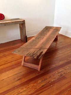 Zen Bench, Reclaimed Barn and Oak Wood, Designed and Handcrafted by Rafael Calvo
