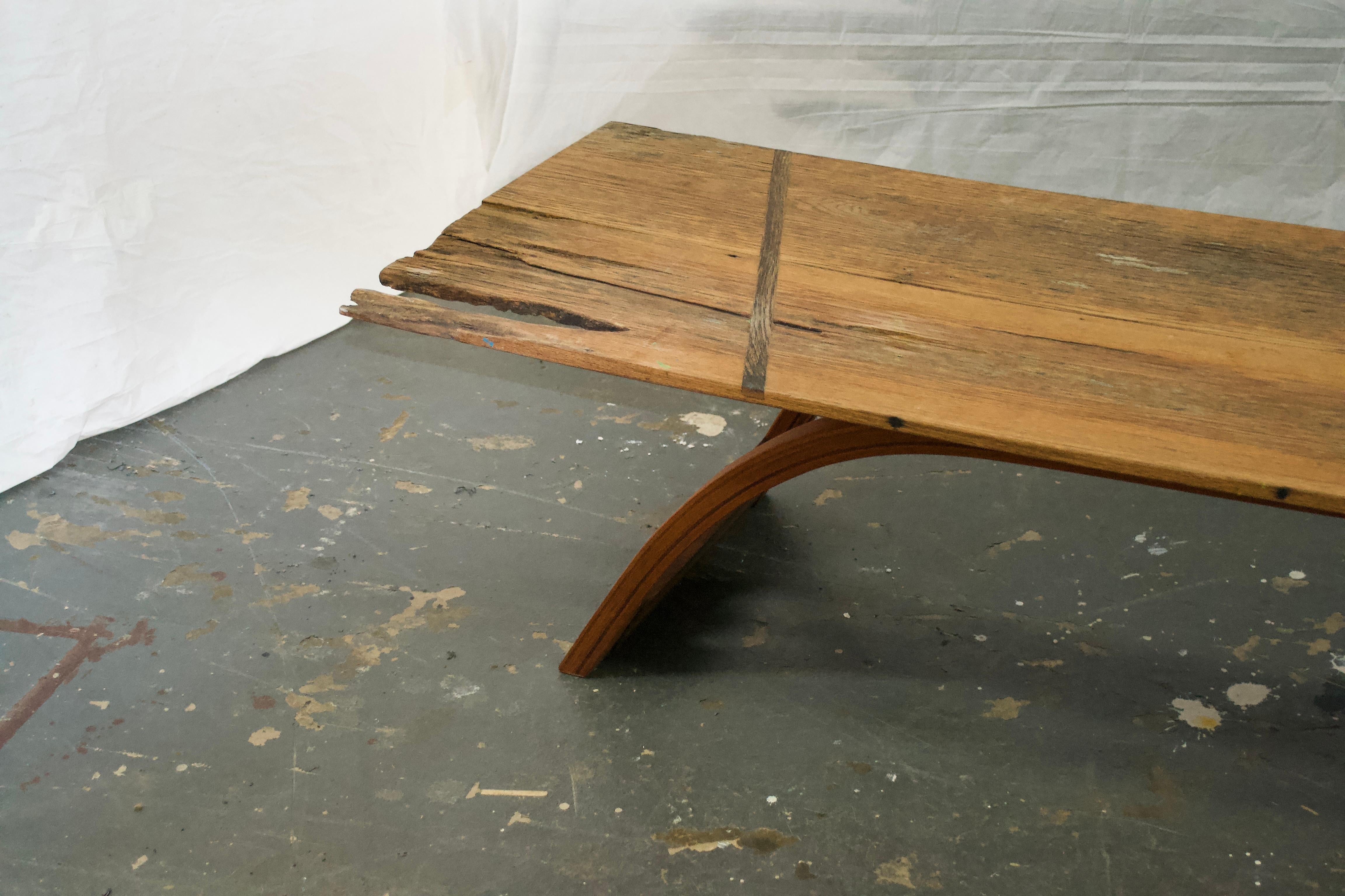 Chêne Banc zen, bois de grange et d'Oak récupéré, Design/Offre artisanale de Rafael Calvo en vente