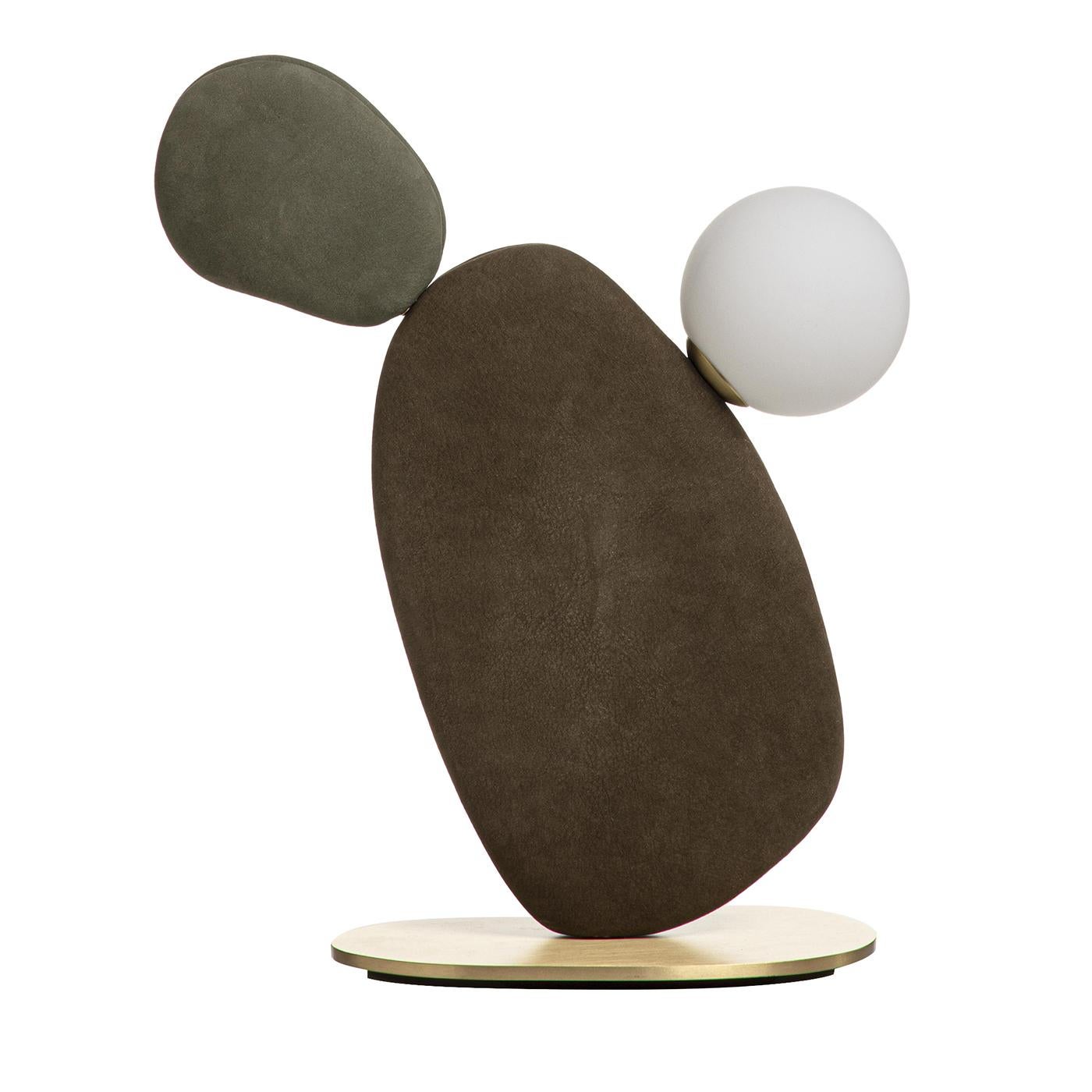 Lampada da tavolo Zen piccola in pelle marrone in vendita 4