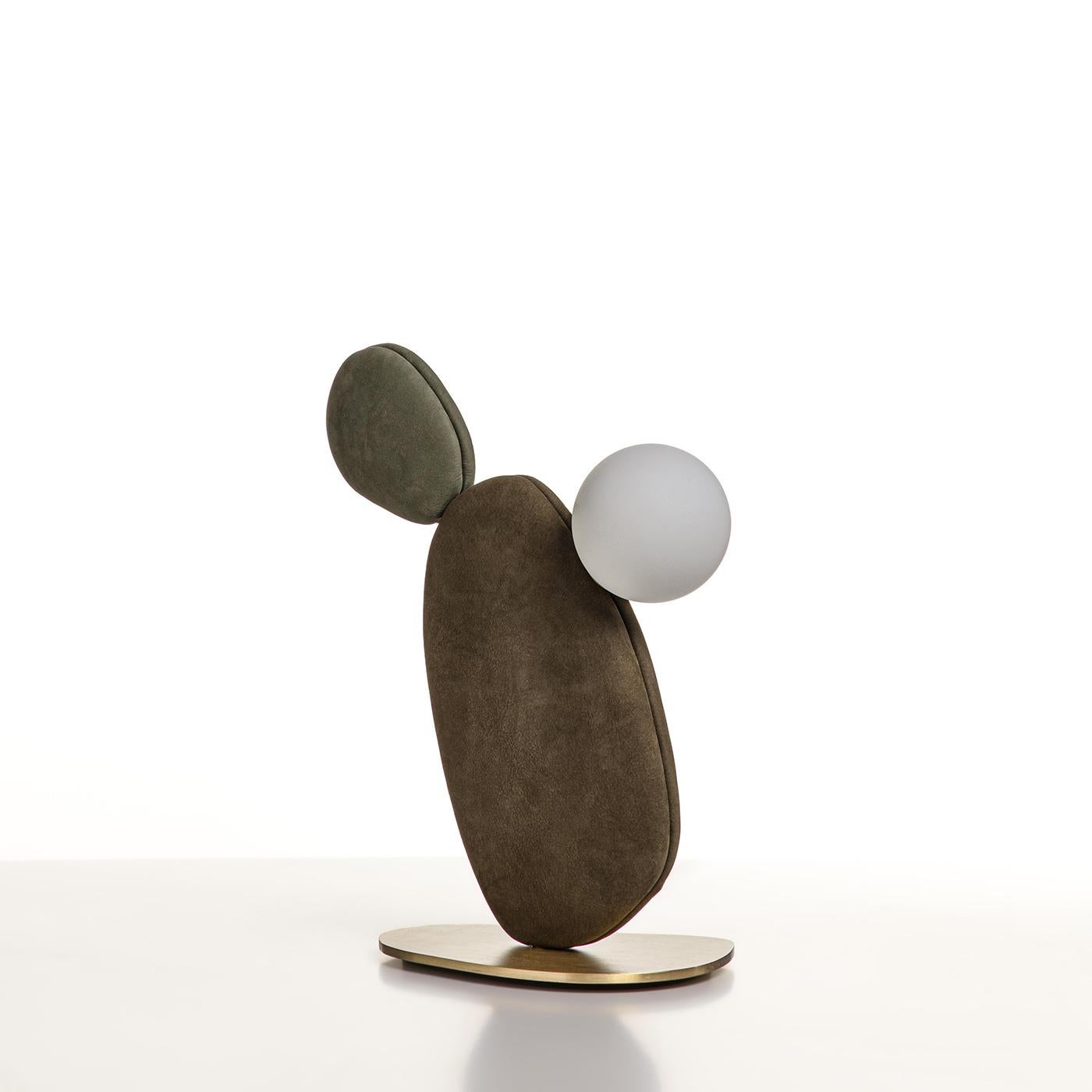 XXI secolo e contemporaneo Lampada da tavolo Zen piccola in pelle marrone in vendita
