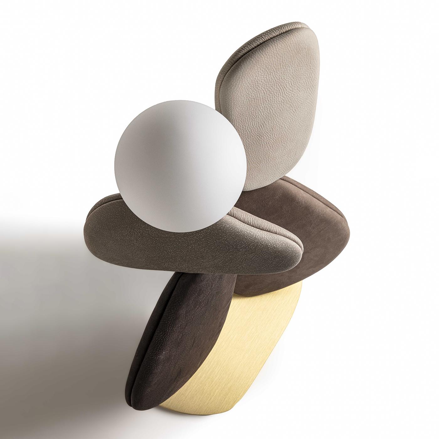 Lampada da terra Zen Big in pelle marrone in vendita 1