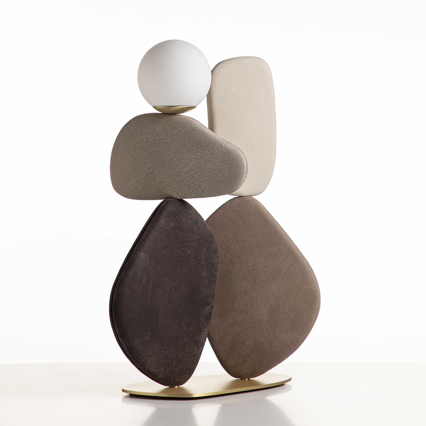 Lampada da terra Zen Big in pelle marrone in vendita 2