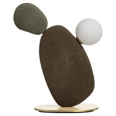 Lampada da tavolo Zen piccola in pelle marrone