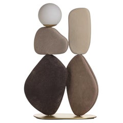 Lampada da terra Zen Big in pelle marrone