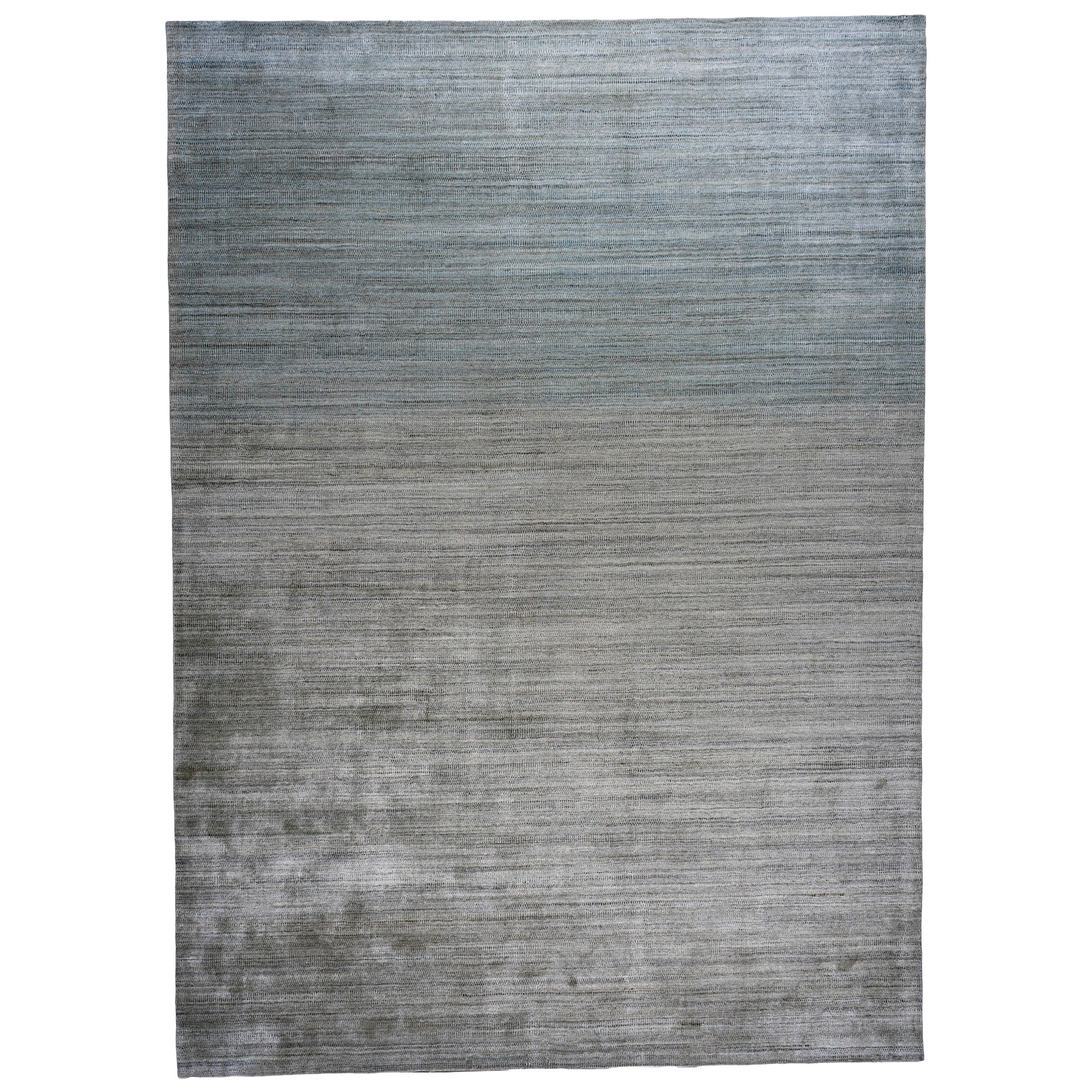 Zen Collection Blue and Beige Rug For Sale