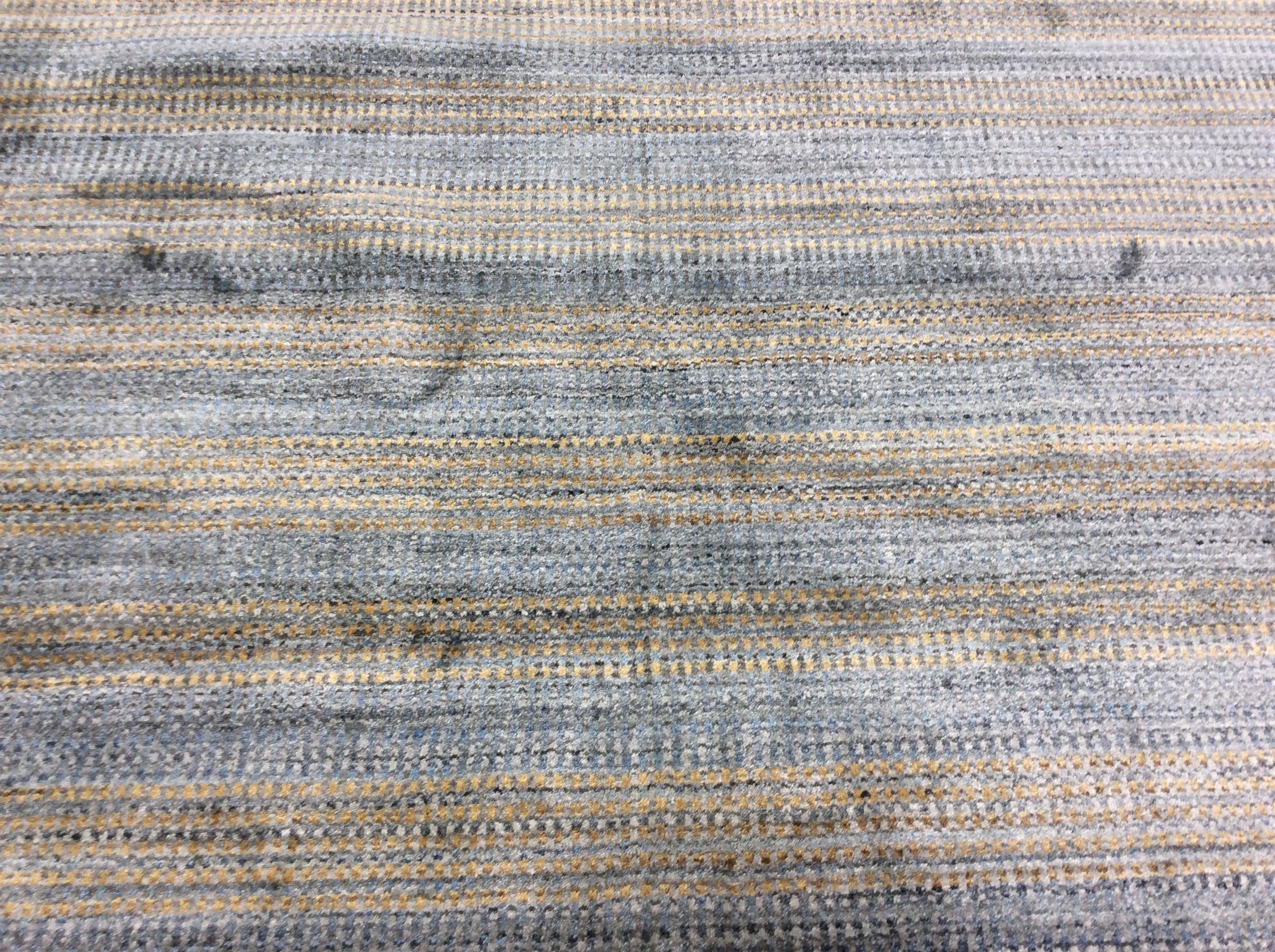 Indian Zen Collection Rug in Striated Denim For Sale