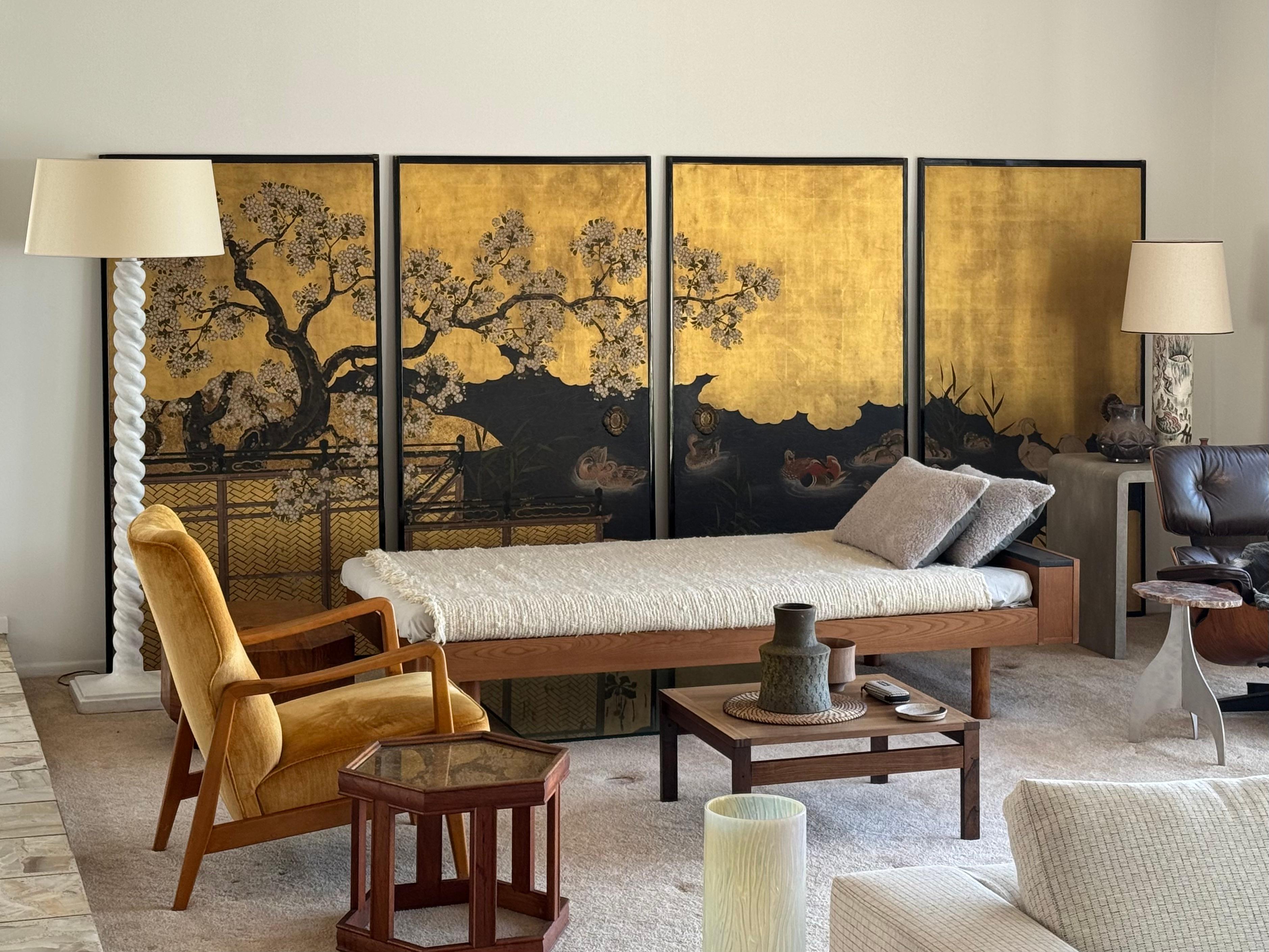 Daybed Zen in Oak giapponese con rivestimento in lana intrecciata e cuscini in shearling in vendita 1