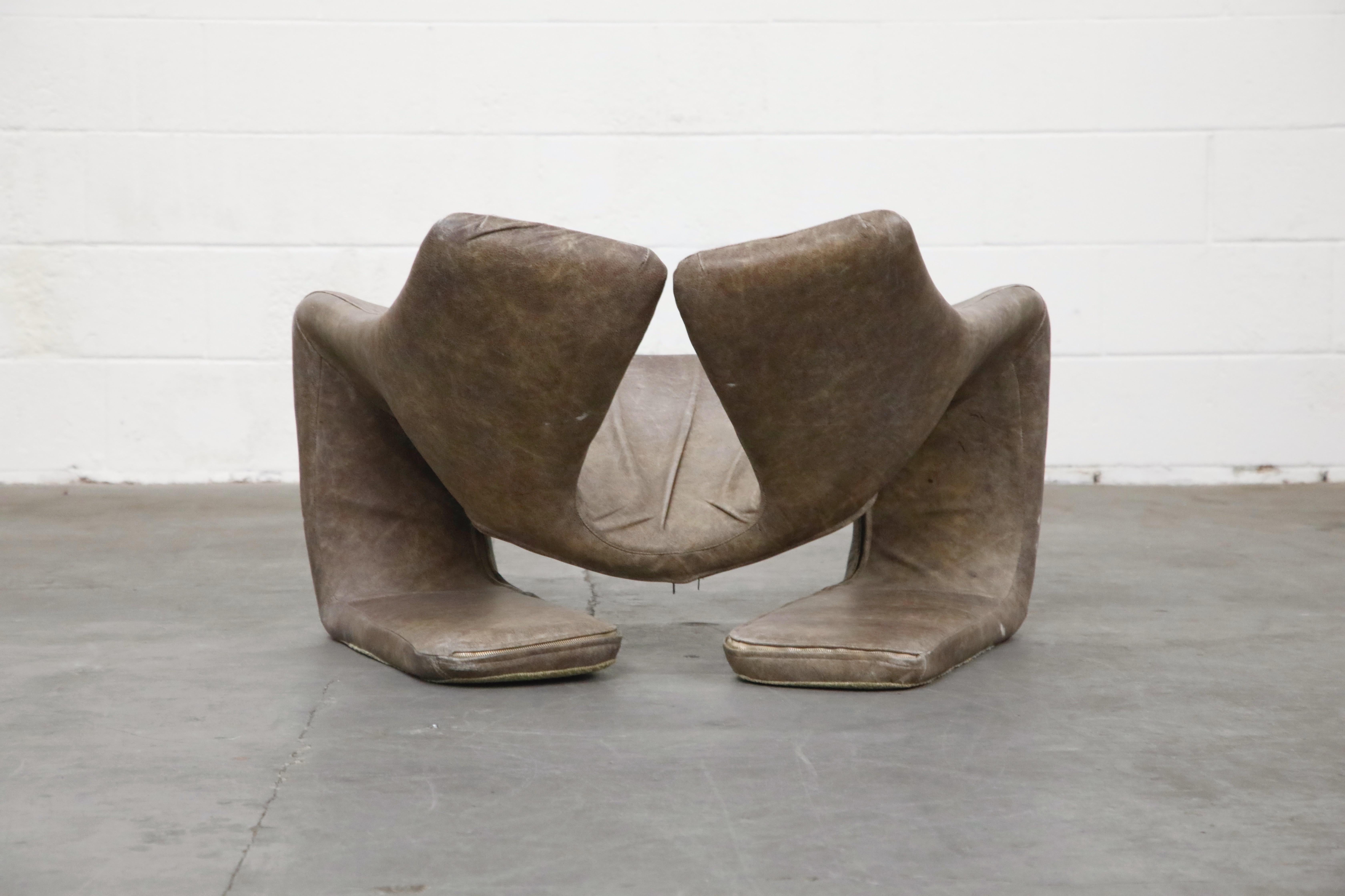 'Zen' Leather Lounge Chair by Kwok Hoi Chan for Steiner, Paris France, 1970s 3