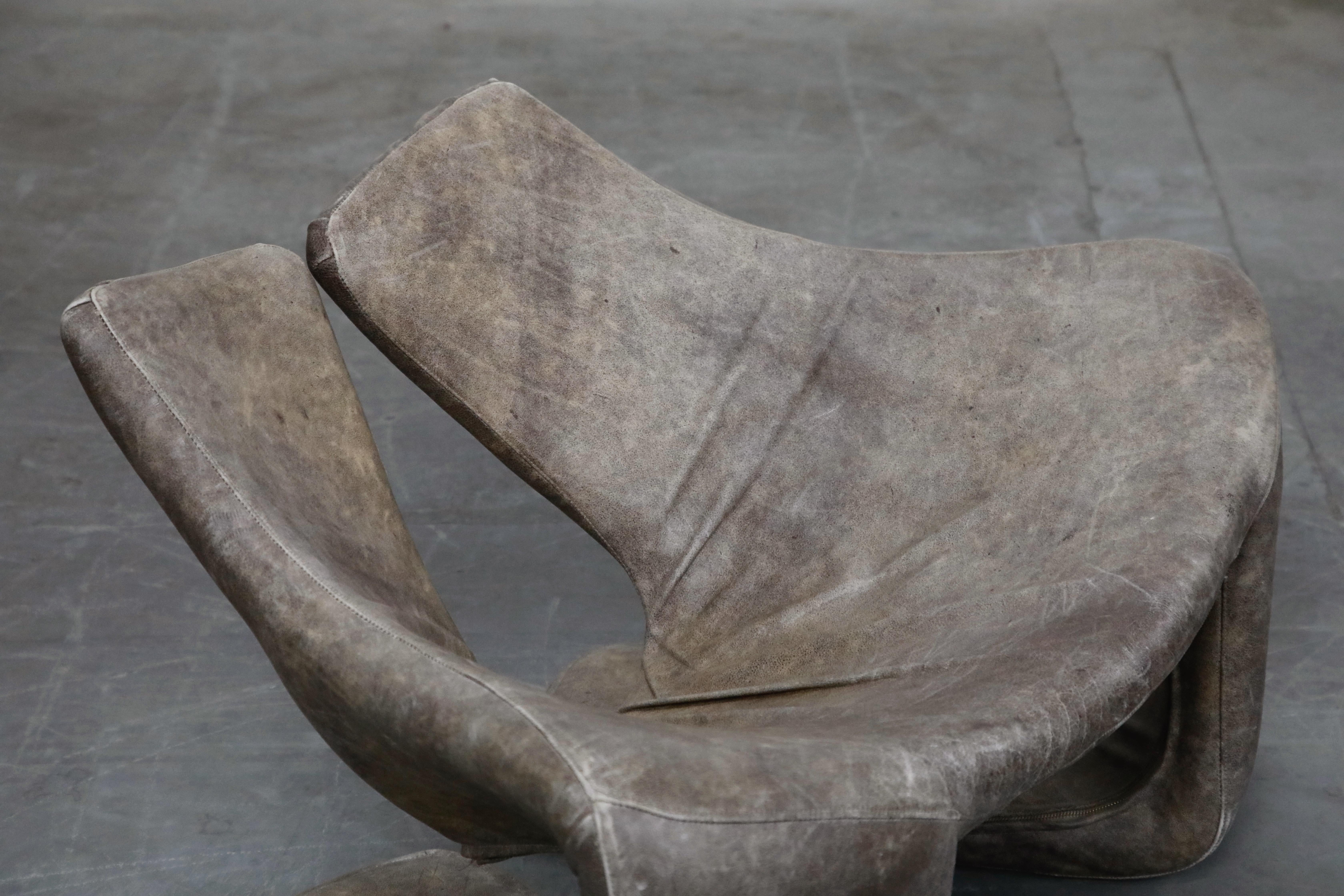 'Zen' Leather Lounge Chair by Kwok Hoi Chan for Steiner, Paris France, 1970s 5
