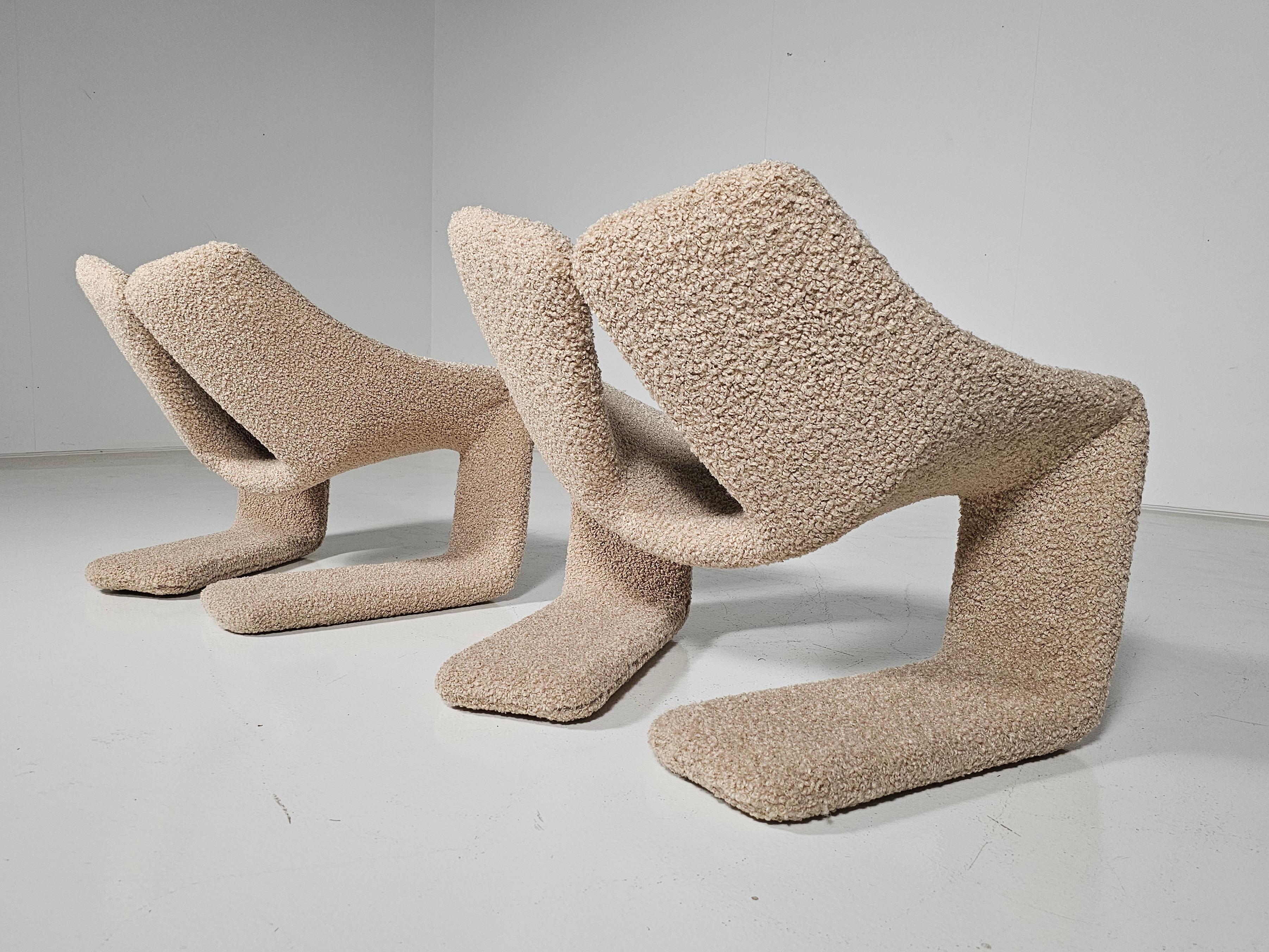 Fauteuil de salon Zen en tissuddy beige de Kwok Hoi Chan pour Steiner, 1970 5