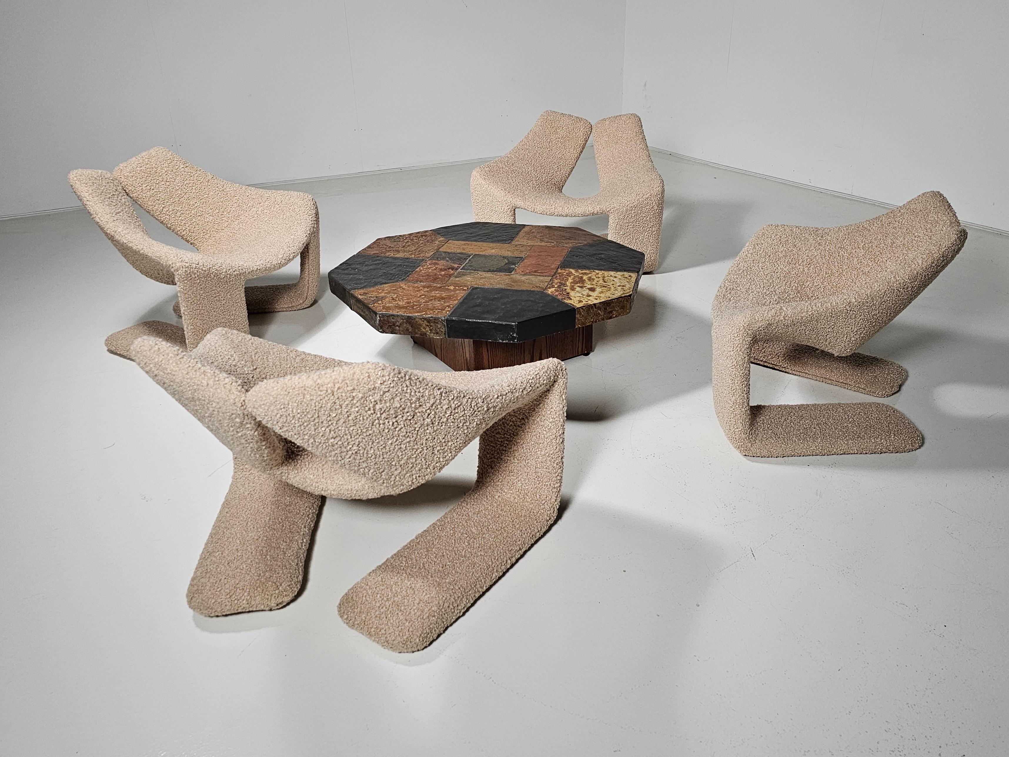 Fauteuil de salon Zen en tissuddy beige de Kwok Hoi Chan pour Steiner, 1970 7