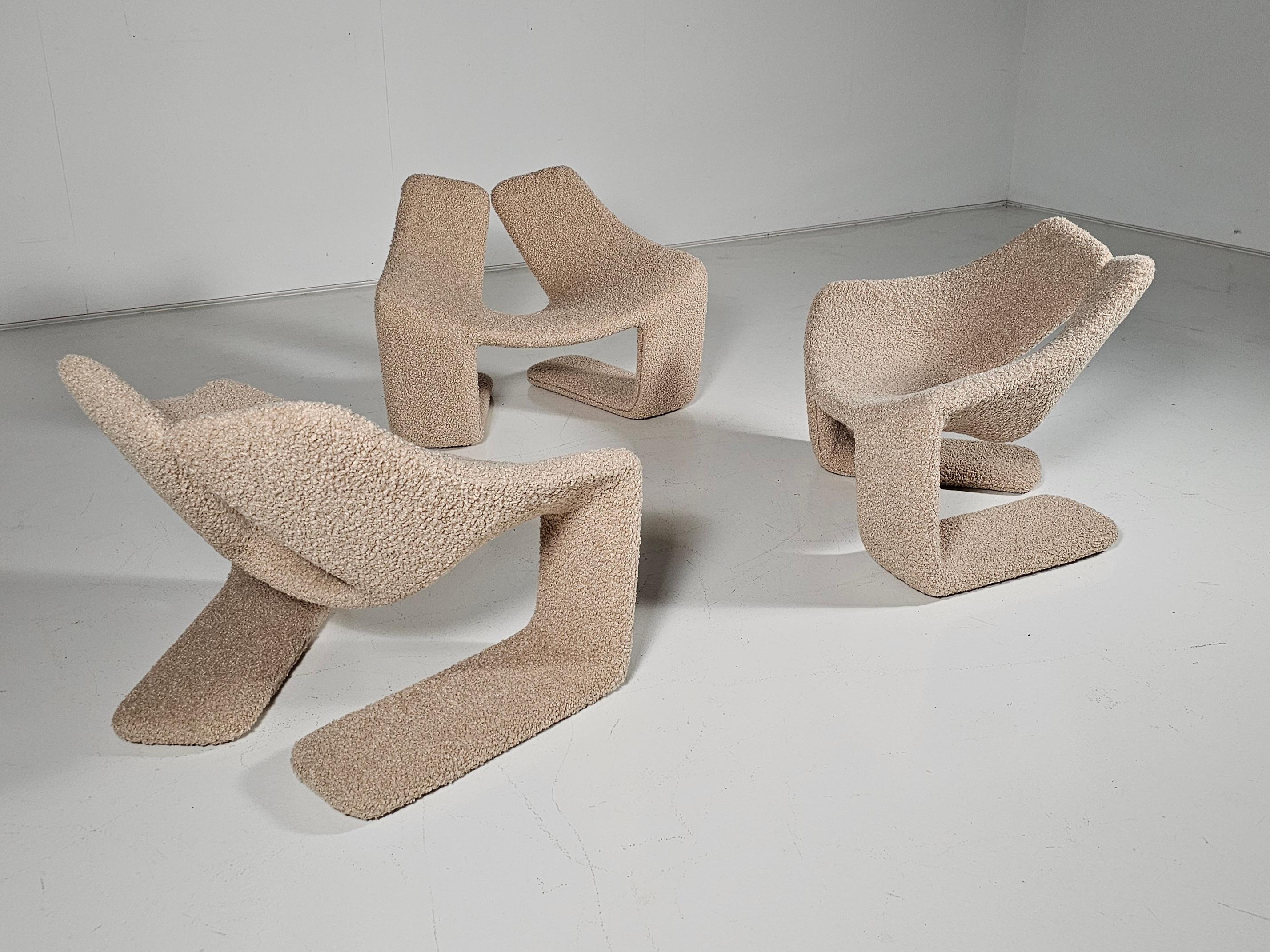 Mid-Century Modern Fauteuil de salon Zen en tissuddy beige de Kwok Hoi Chan pour Steiner, 1970