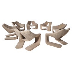 "Zen" lounge chair in beige teddy fabric by Kwok Hoi Chan for Steiner, 1970