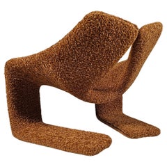 Sedia da salotto "Zen" in tessuto teddy marrone ruggine di Kwok Hoi Chan per Steiner, 1970