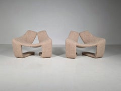 "Zen" lounge chairs in beige teddy fabric by Kwok Hoi Chan for Steiner, 1970
