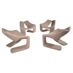 "Zen" lounge chairs in beige teddy fabric by Kwok Hoi Chan for Steiner, 1970