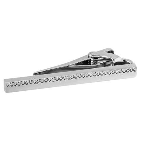 Zen Short Tie Clip with Rhodium Finish For Sale