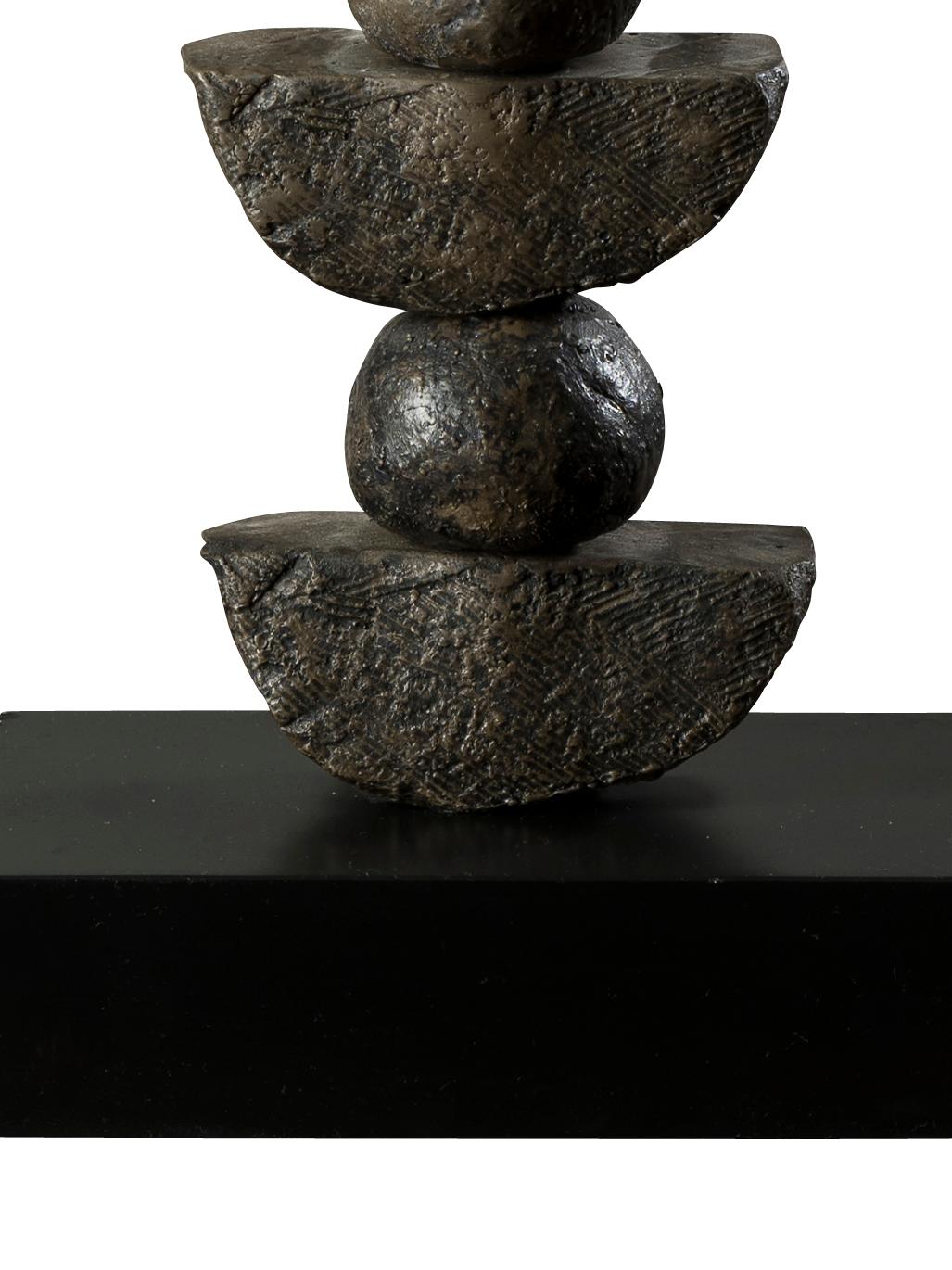 Cast 'Zen' Table Lamp, Sculptural, Slate, Bronze Resin, Gold Leaf by Margit Wittig For Sale