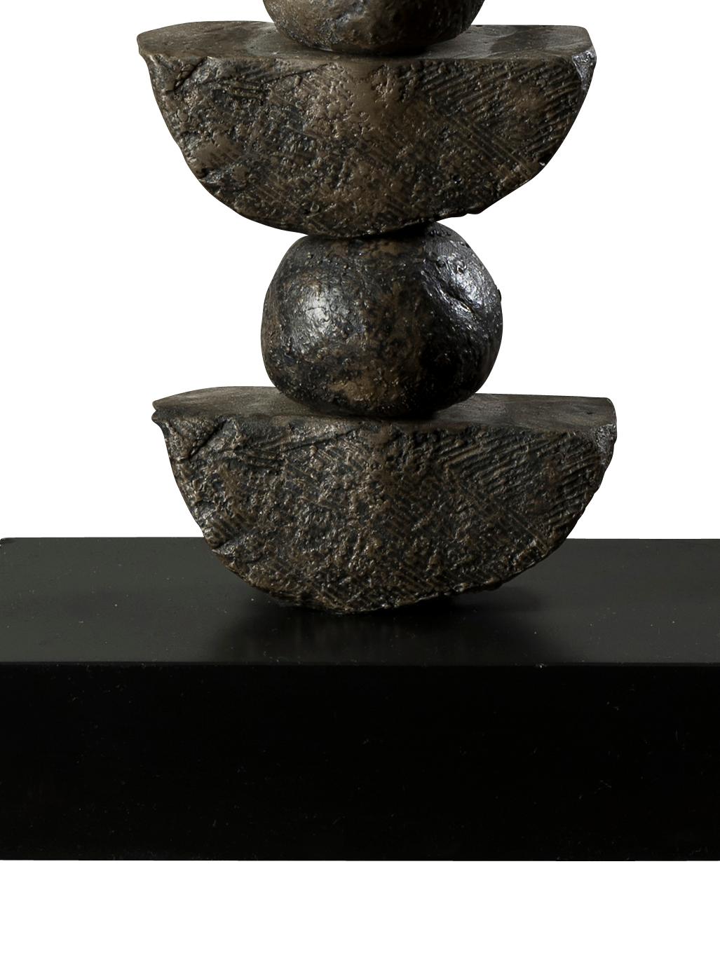 Cast 'Zen' Table Lamp, European, Slate, Bronze Resin, 24k Gold Leaf by Margit Wittig