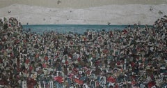 The Blue Line - Painting, Mixed media on canvas