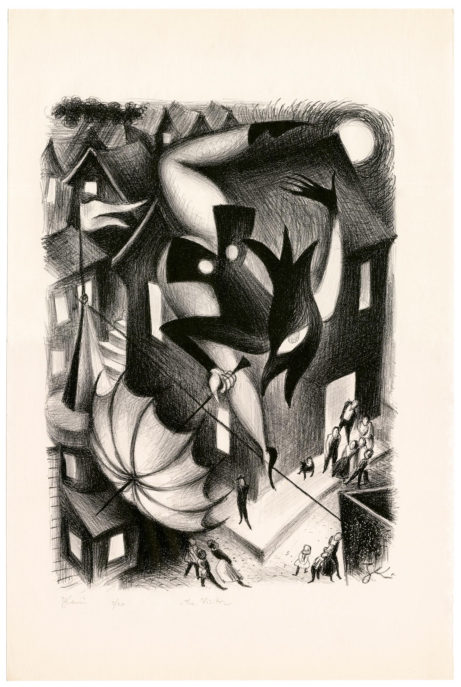 'The Visitor' — 1930s Surrealist Fantasy - Print by Zena Kavin
